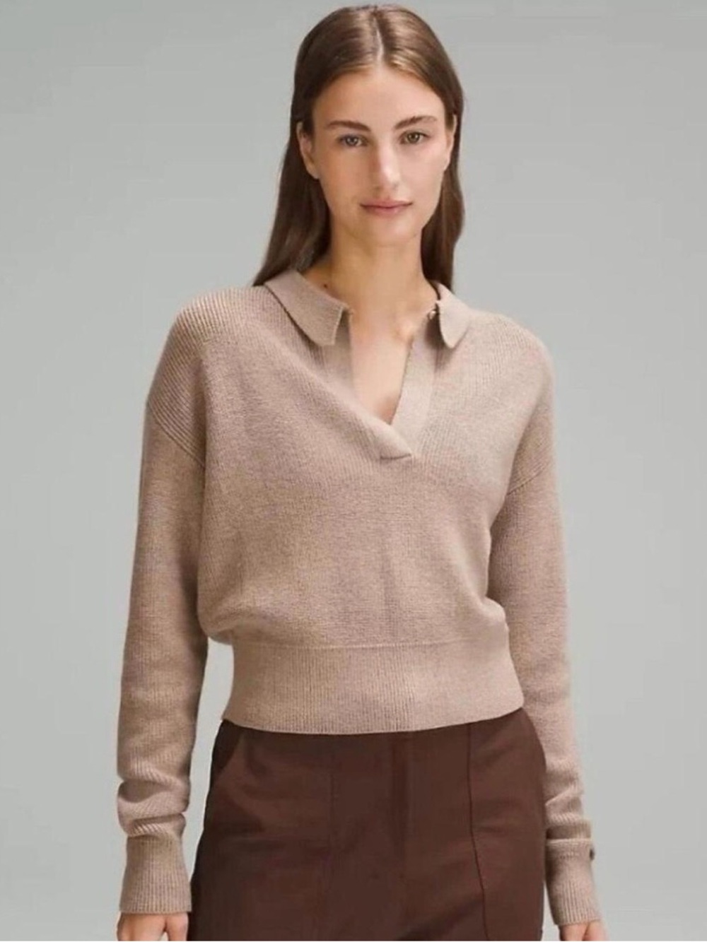 lululemon athletica Collared Sweater in Heathered Beach